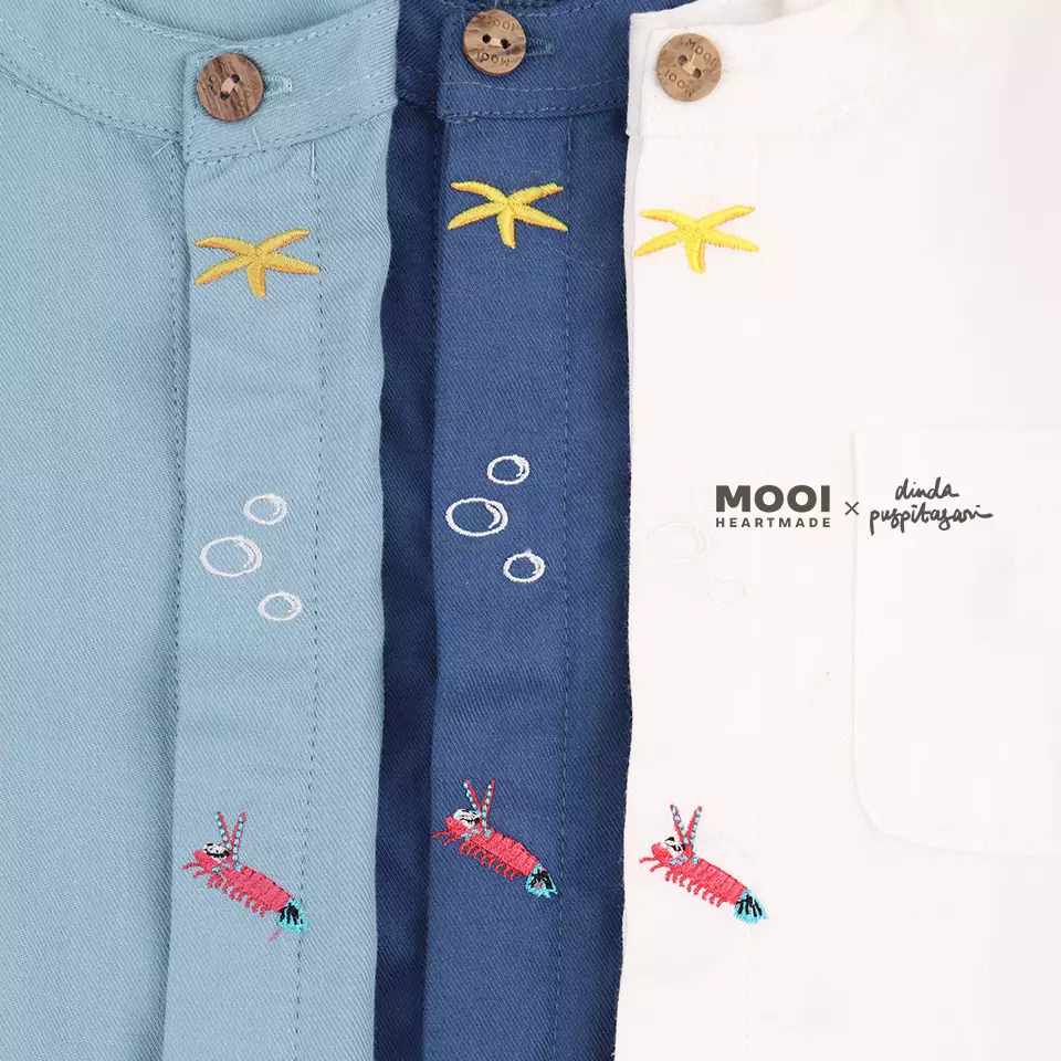Mooi X Dinda Puspitasari Kemeja Anak Laki-laki Rue Pocket Shirt - Dusty Blue