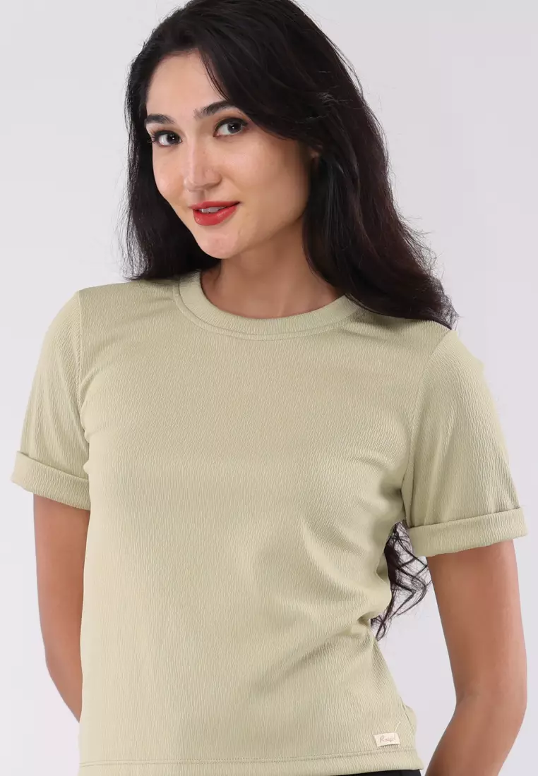 Short Slvs. Round Neck Basic Top