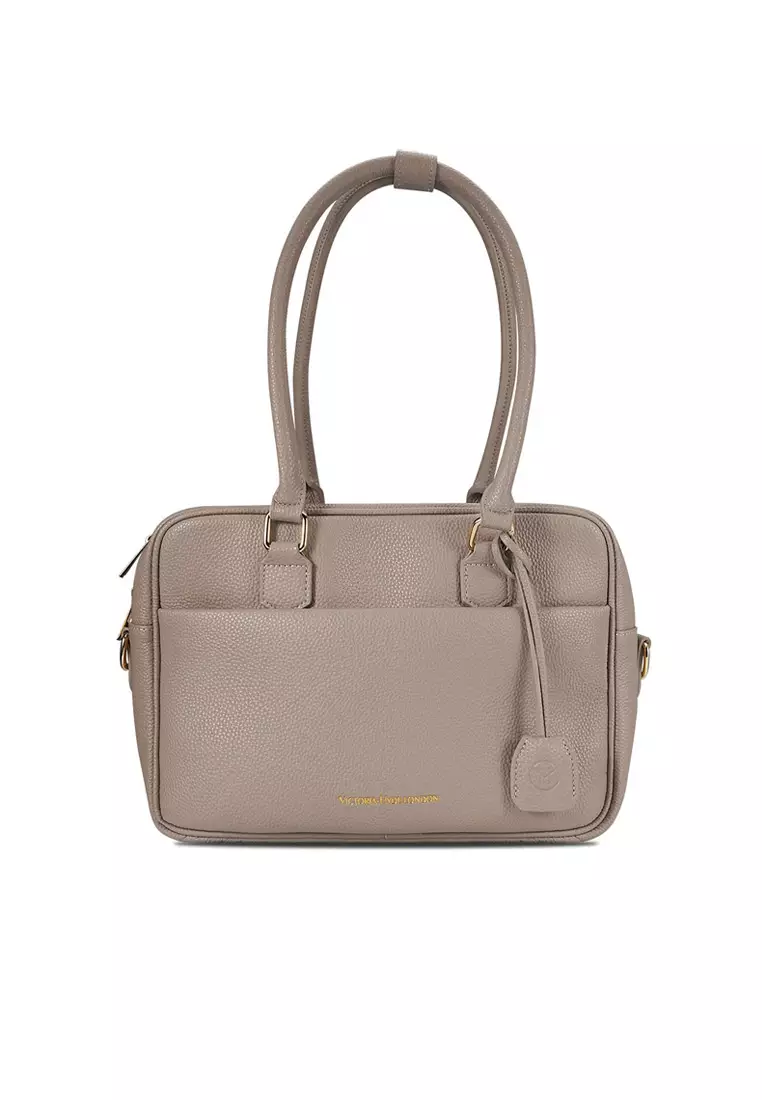 Margaret M Women's Nude Top Handle Handbag: 2-in-1 Microfiber Leather Travel Business Bag (Tablet compatible std. size 10")