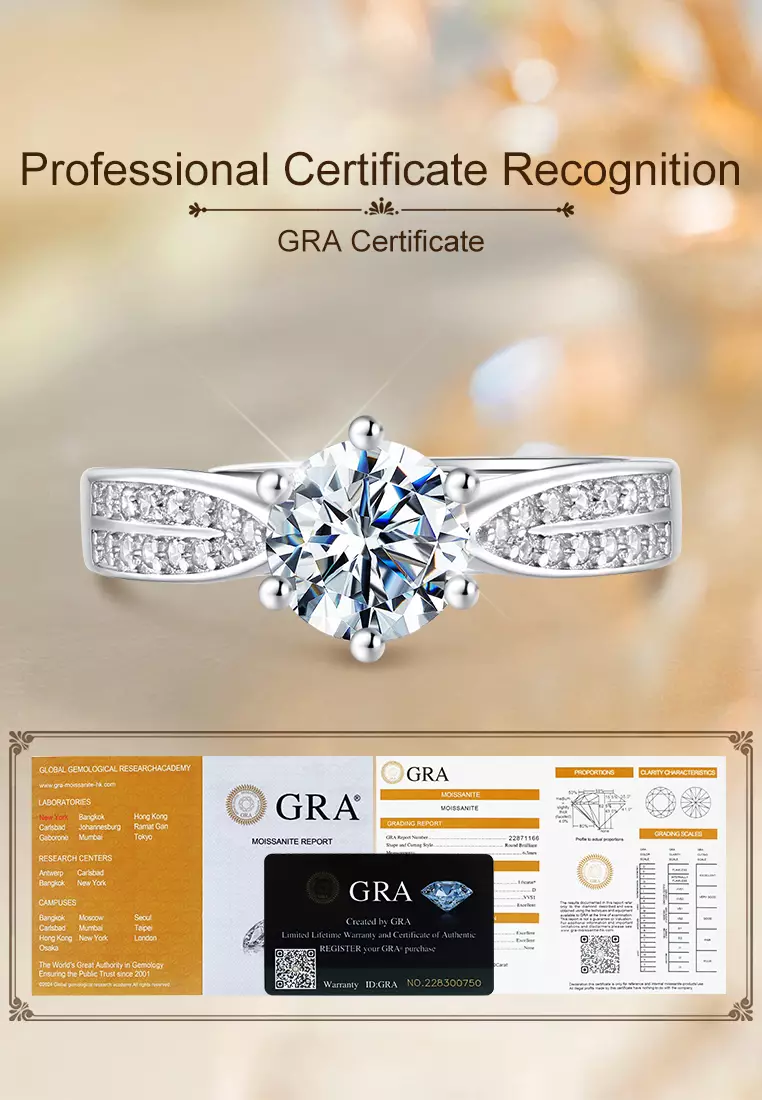 Cincin Wanita Aksesoris Berlian 2 Karat Sertifikat GRA Tunangan Perhiasan Original Rings