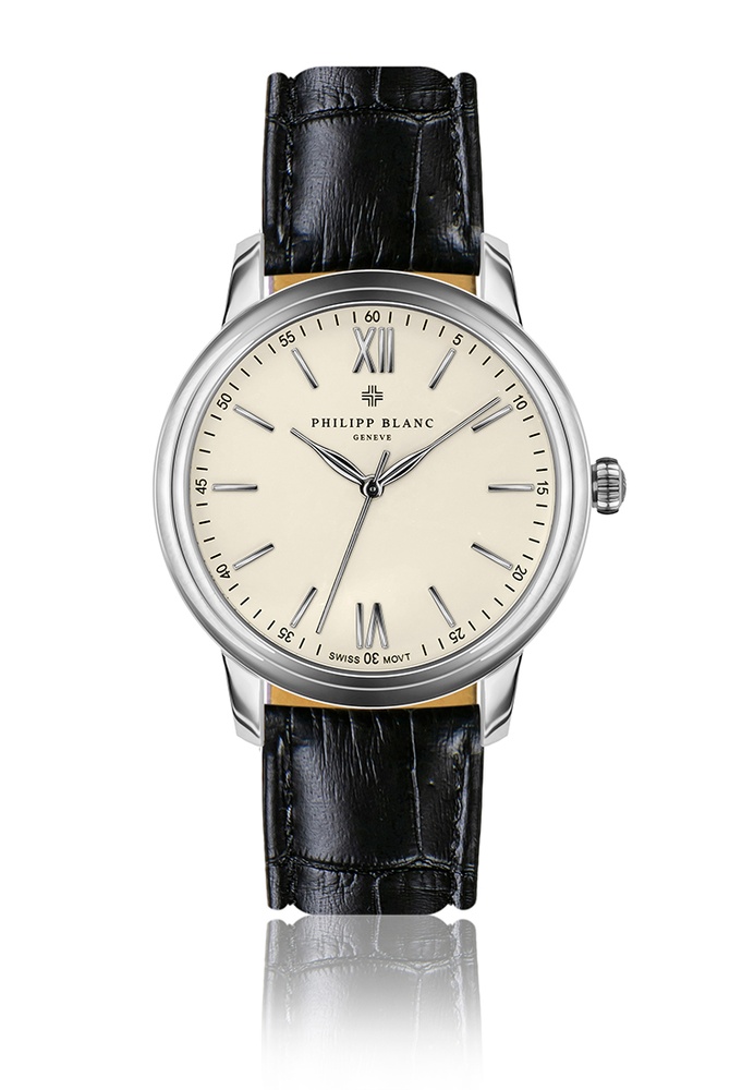 Philipp Blanc Philipp Blanc Geneva white dial black croco leahter ZALORA Philippines