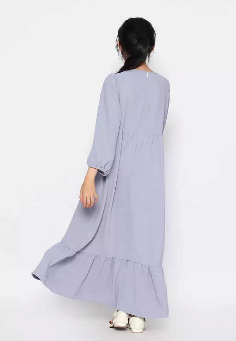 Baju Gamis Anak Perempuan Putik Bunga Blue - ADORABLE