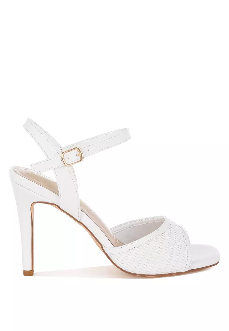 Discount on London Rag  shoes - SKU: Raffia Square Toe Stiletto Heels In White