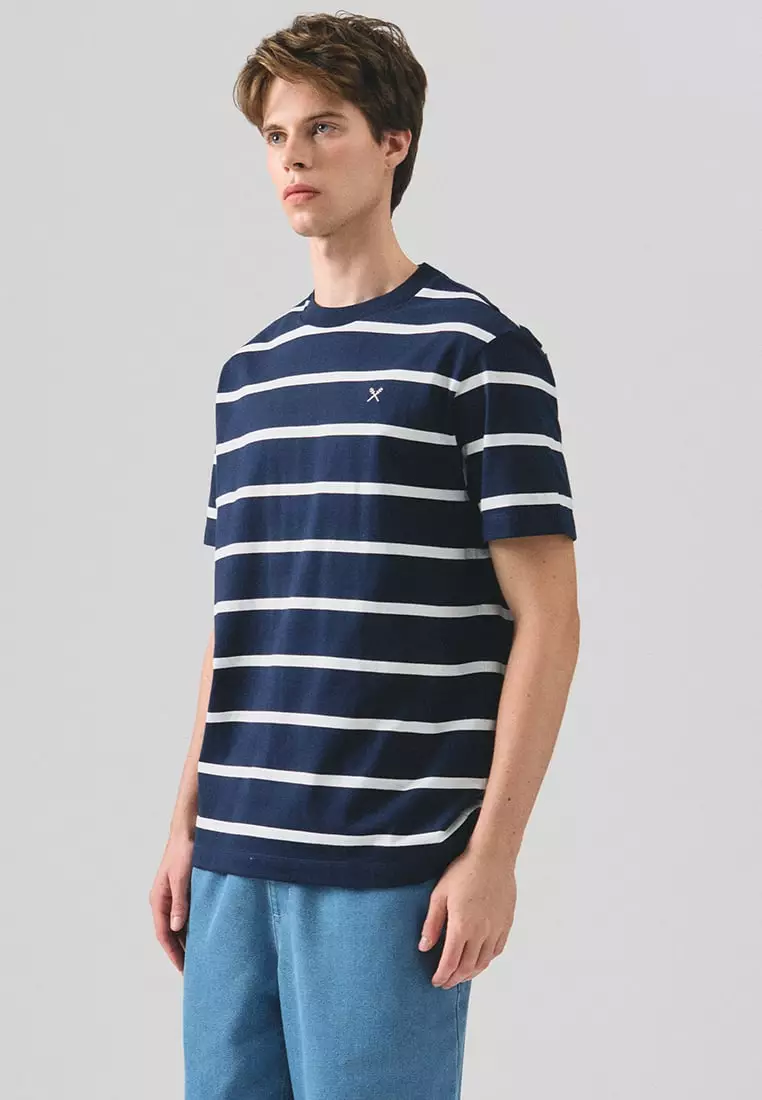 Regular Fit Basic Striped T-Shirt In  Knit Jersey