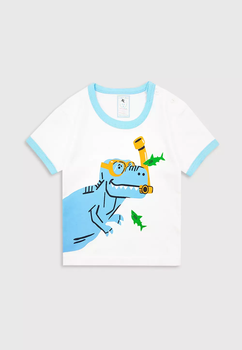 Wakakids Baju Bayi Anak Laki Laki Motif Dino Swimming Setelan Kaos Usia 6 Bulan Hingga 12 Bulan 4069 Biru Muda