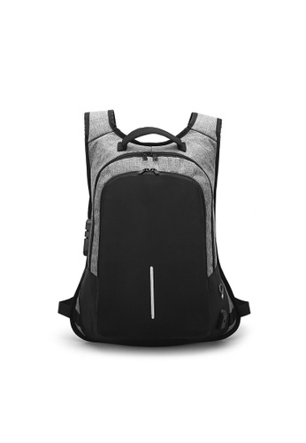 A FRENZ grey Afrenz Anti-theft USB Port Laptop Backpack with Lock 15FF5ACCC93419GS_1