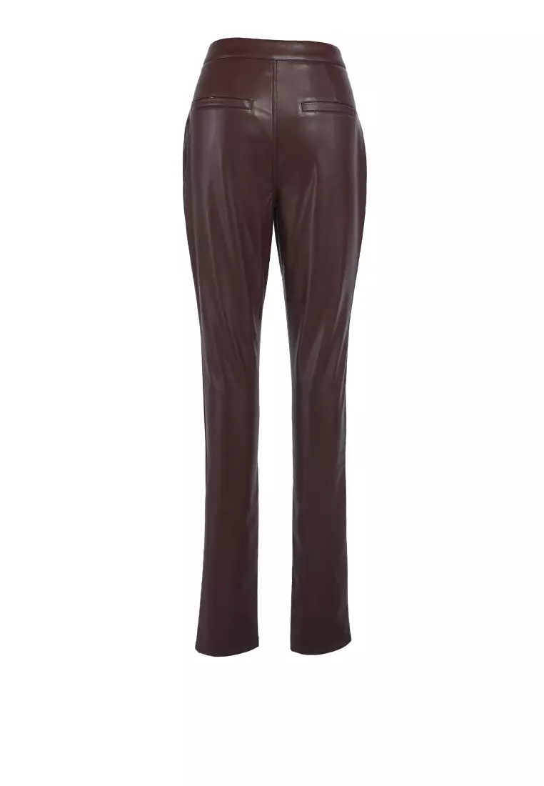 Chocolate High Waist Faux Leather Pants