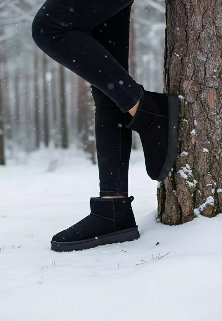 Faux Suede Platform Boots