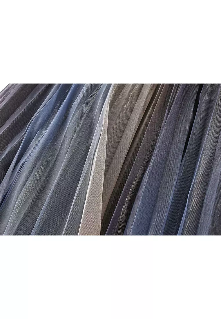 Gradient Rainbow Mesh Maxi Skirt AF0859