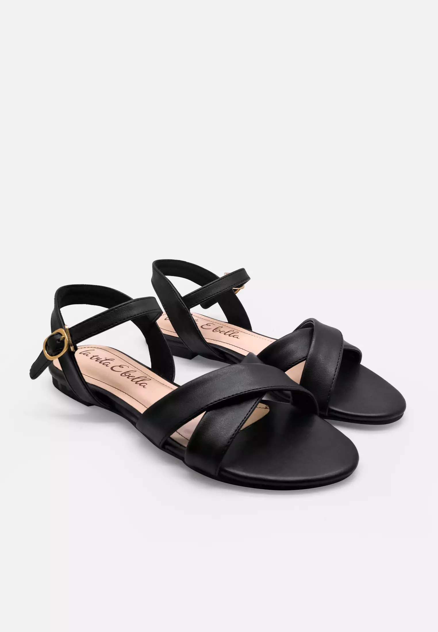 Carol Ankle Strap Sandal Flat Wanita Vegan Leather