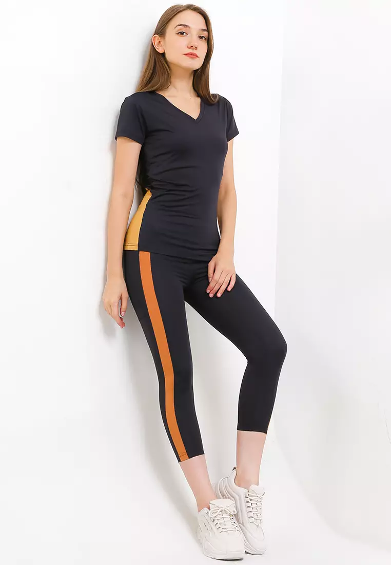 Atasan Baju Olahraga Ladies Sport Short Sleeve Activewear  Vneck For Yoga, Pilates, Senam, Gym