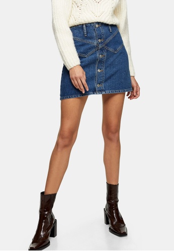 button skirt denim
