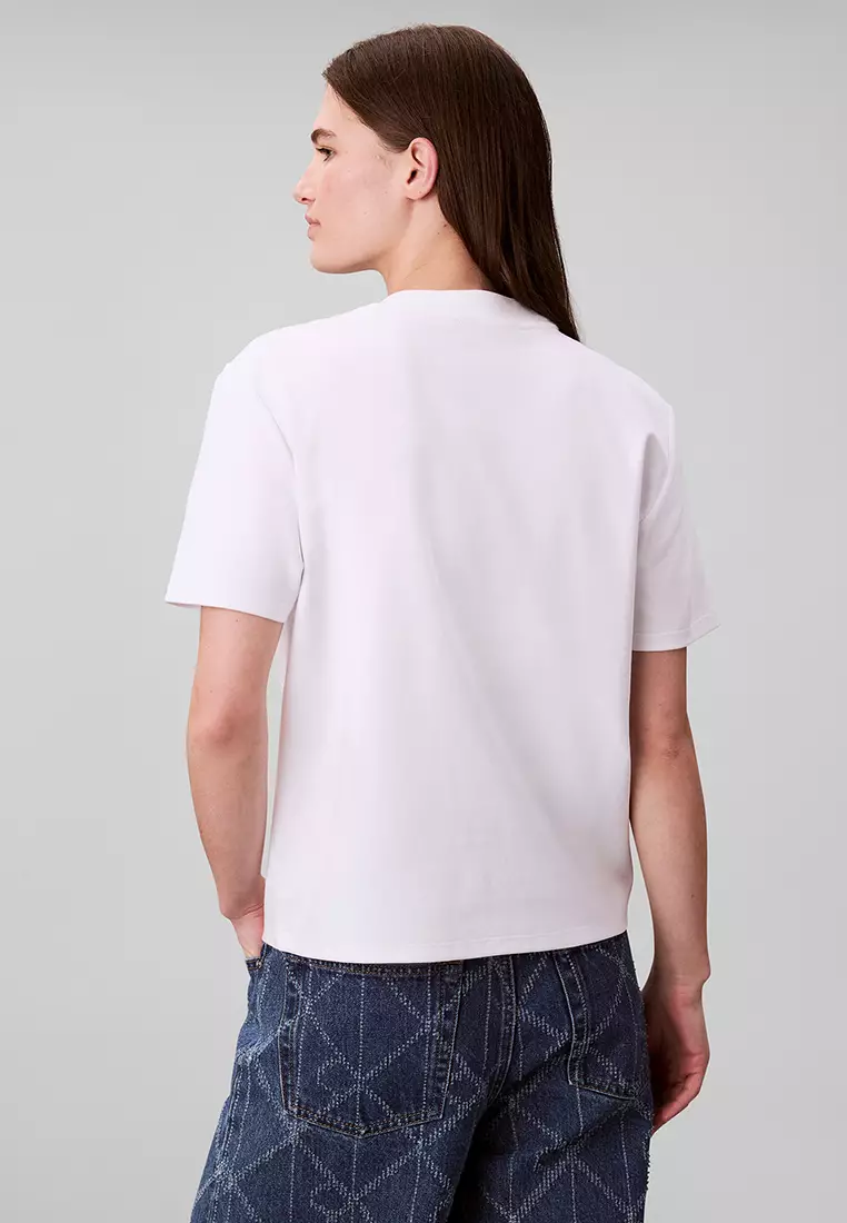 Lux Pima Emblem Mock Neck Tee - Calvin Klein Jeans