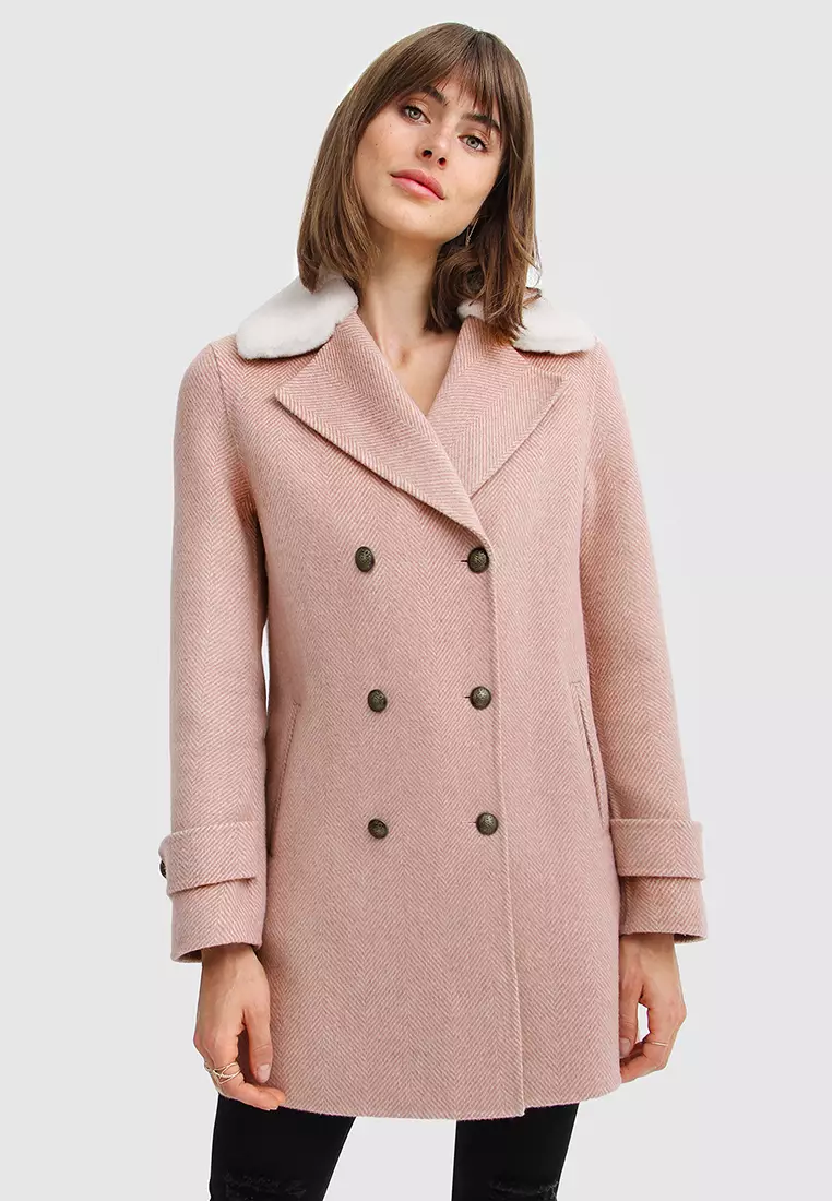 Guess pink wool coat new arrivals