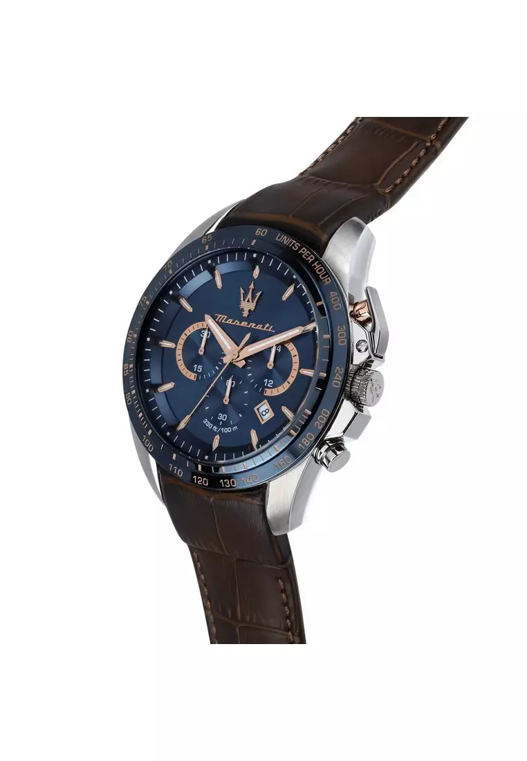 Online Exclusive Maserati Traguardo 45mm Brown Leather Men's Chronograph Quartz Watch R8871612037
