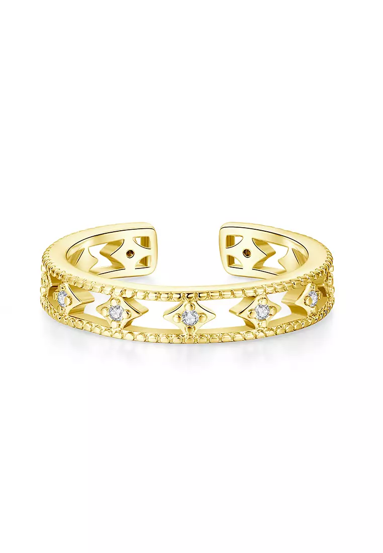 Cincin Wanita Titanium Korea Style Hollow Design Free Size Anti Luntur Perhiasan Cewek