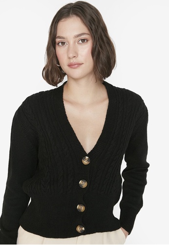 Trendyol black Buttoned Cardigan AD317AAAAC1DC3GS_1