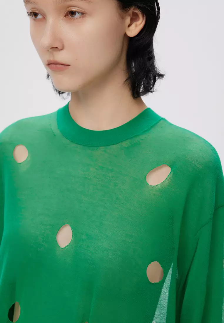 JNBY Women's Lace-Trimmed Short-Sleeved Knit Top