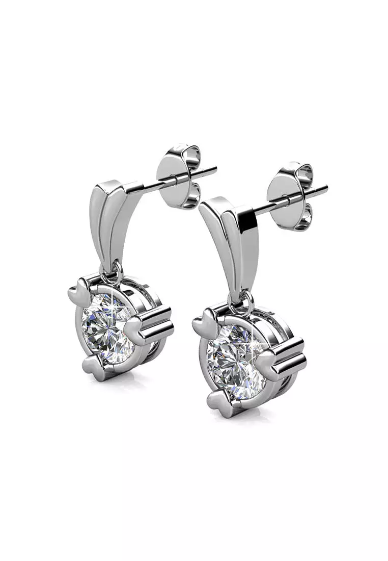 Tri Love Ring Earring White Gold - Anting Crystal by Her Jewellery