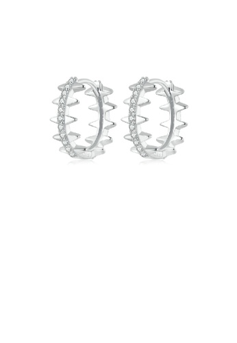 Glamorousky white 925 Sterling Silver Simple Personality Willow Stud Geometric Circle Stud Earrings with Cubic Zirconia F5748ACB4303B3GS_1