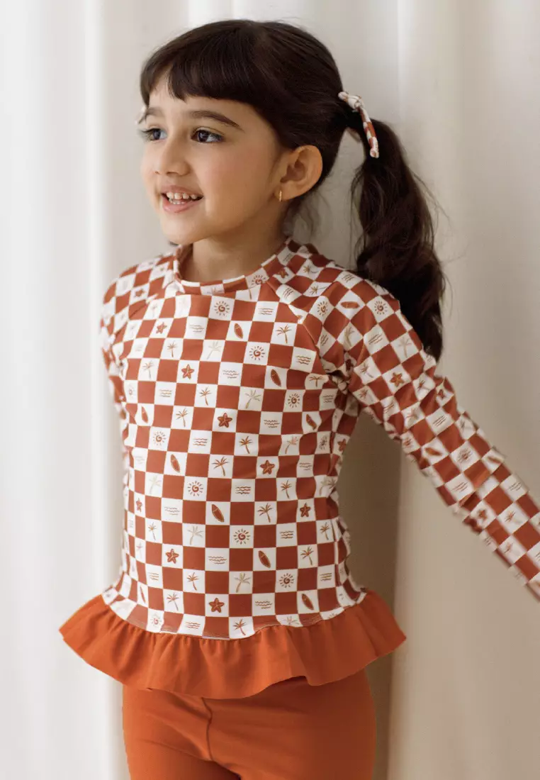 Soleil Girls Ruffles Two Pieces - Gingham Autumnal