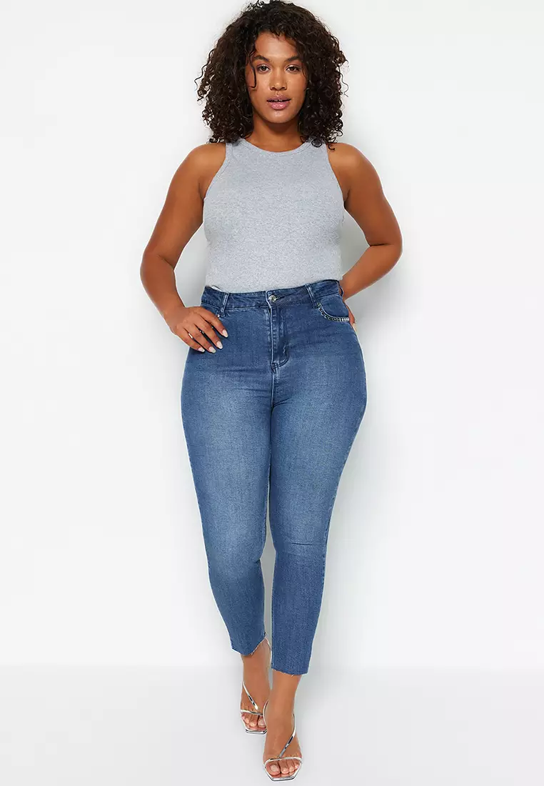 Plus size outlet fringe jeans