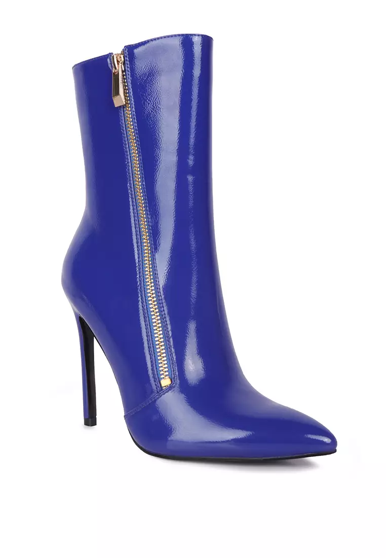 Buy London Rag Dark Blue Patent PU High Heeled Ankle Boot 2024