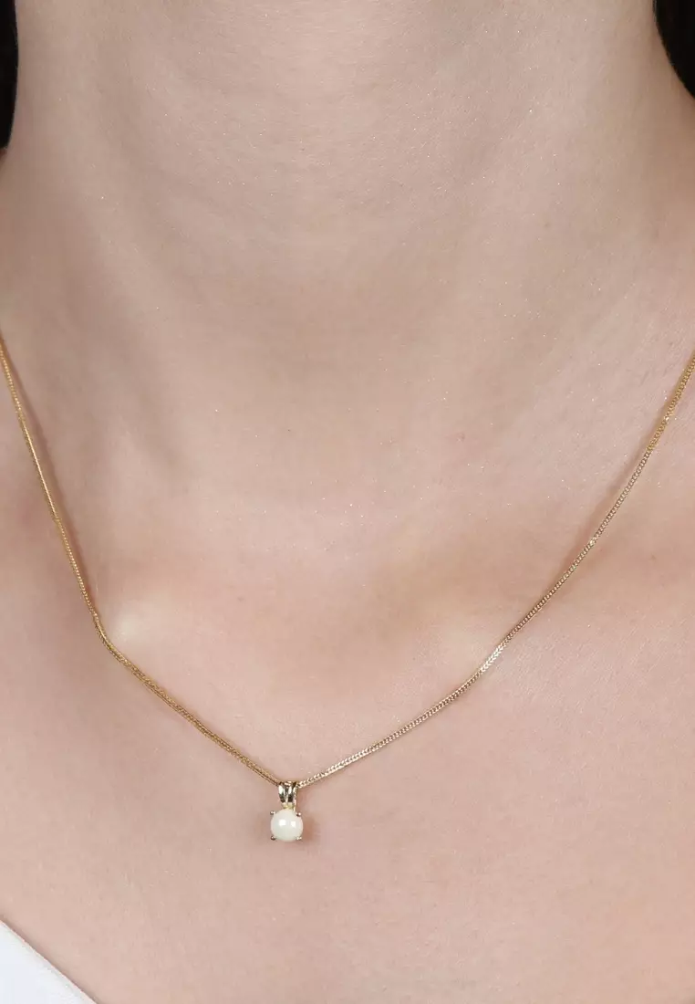 Birthstone Round Pendants- (June) Pearl 18k Gold