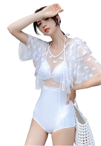 YG Fitness white Sexy Gauze Big Backless One-Piece Bikini Swimsuit E1E42US0265880GS_1