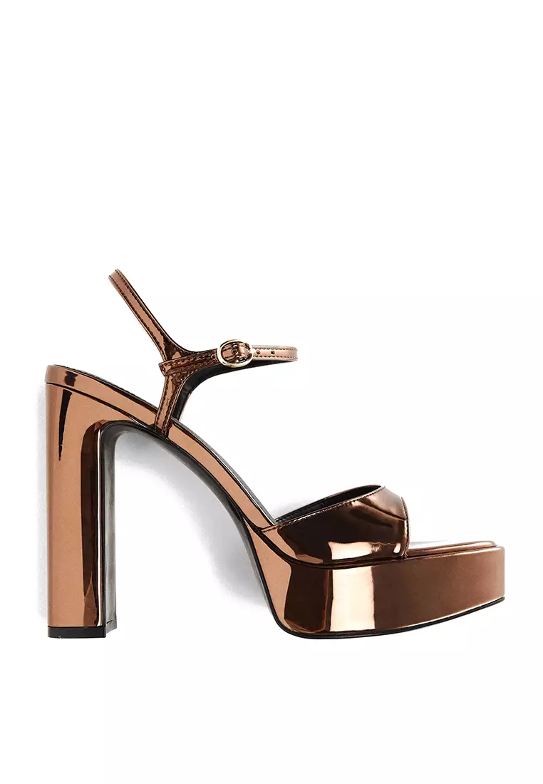 Metallic online platform heels