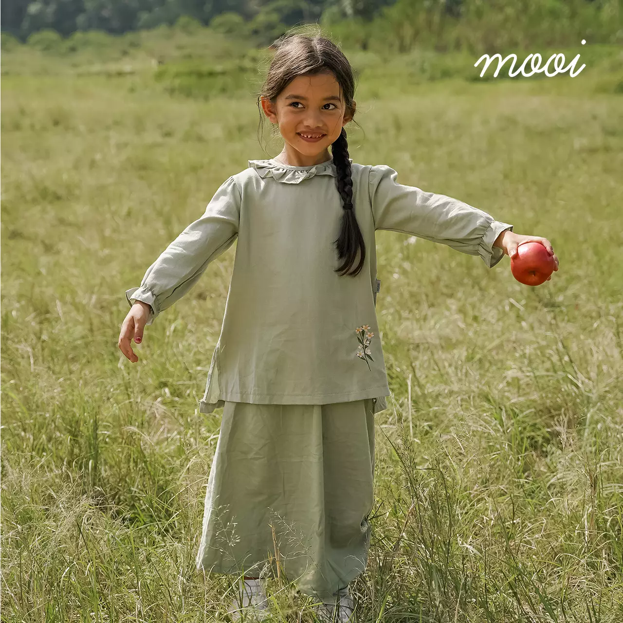 Mooi Setelan Anak Perempuan Raya Collection Rayya Tunik Set V1 - White