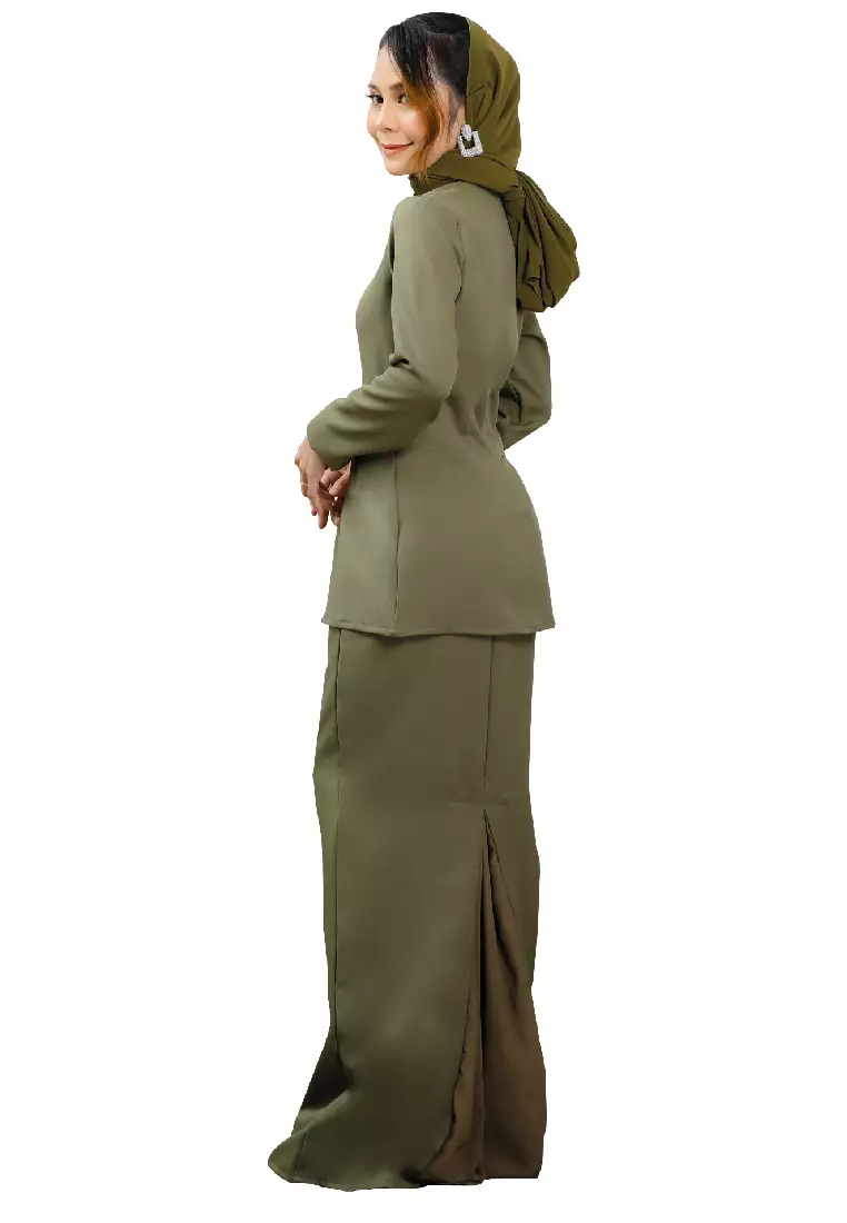 Kurung Modern Modest Fashion Army Green