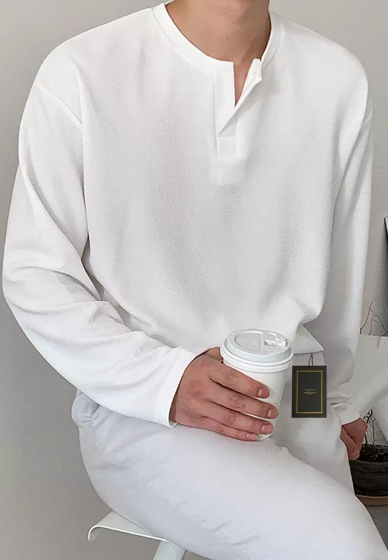 Casual Texture Long-sleeve T-shirt‌ ‌MYQ8951