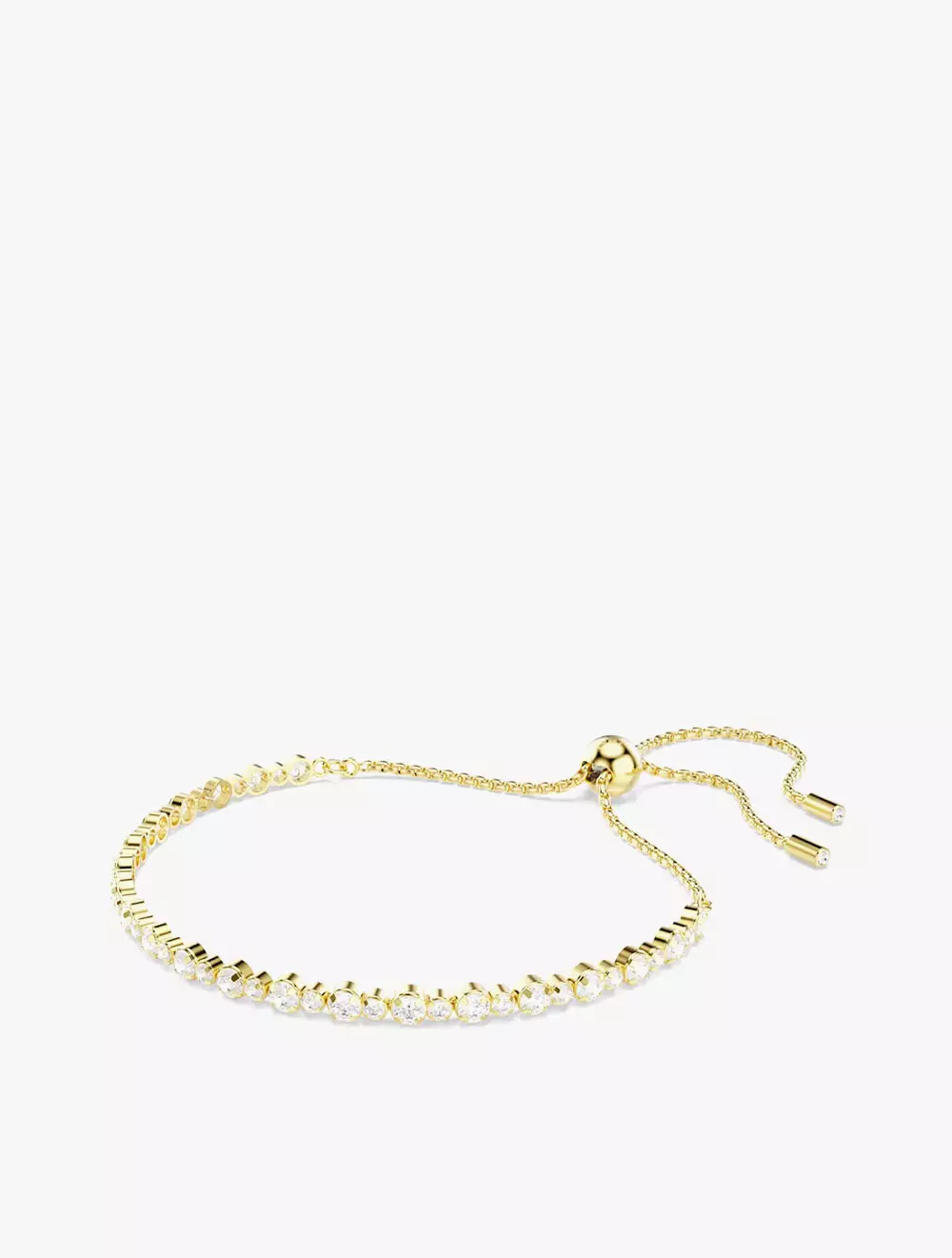 Matrix Tennis bracelet, Round cut, White, Gold-tone plated