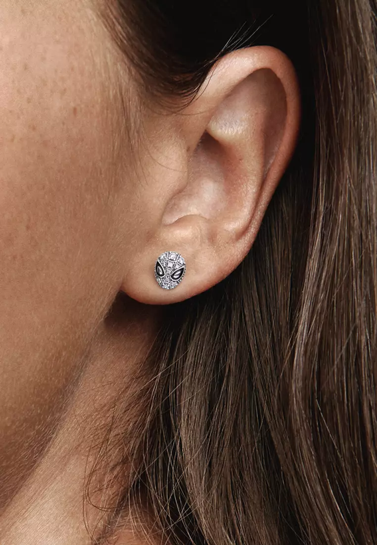 Pandora x Marvel Spider-Man Mask Pavé Stud Earrings