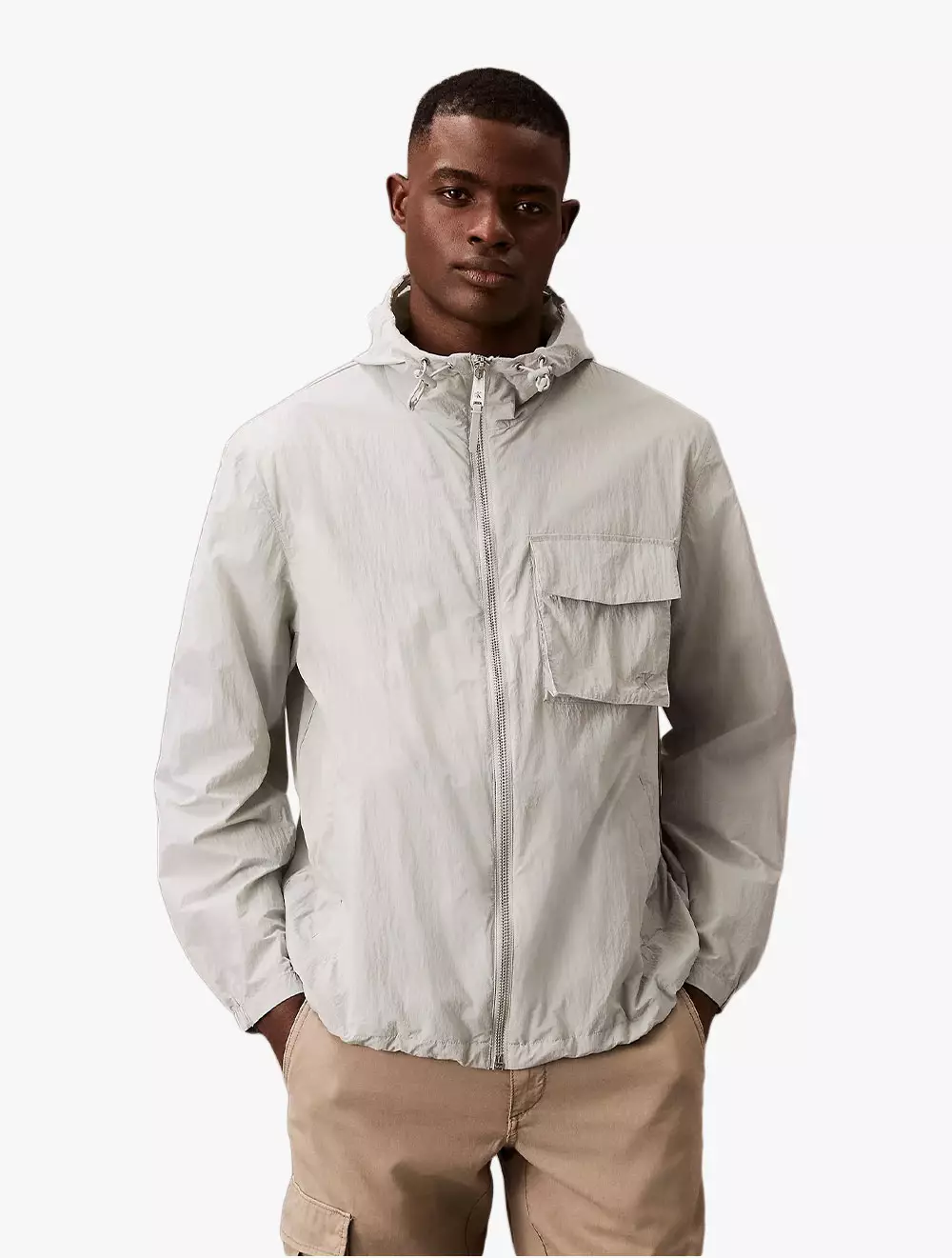 Calvin Klein - Nylon Hooded Relaxed Jacket - Grey