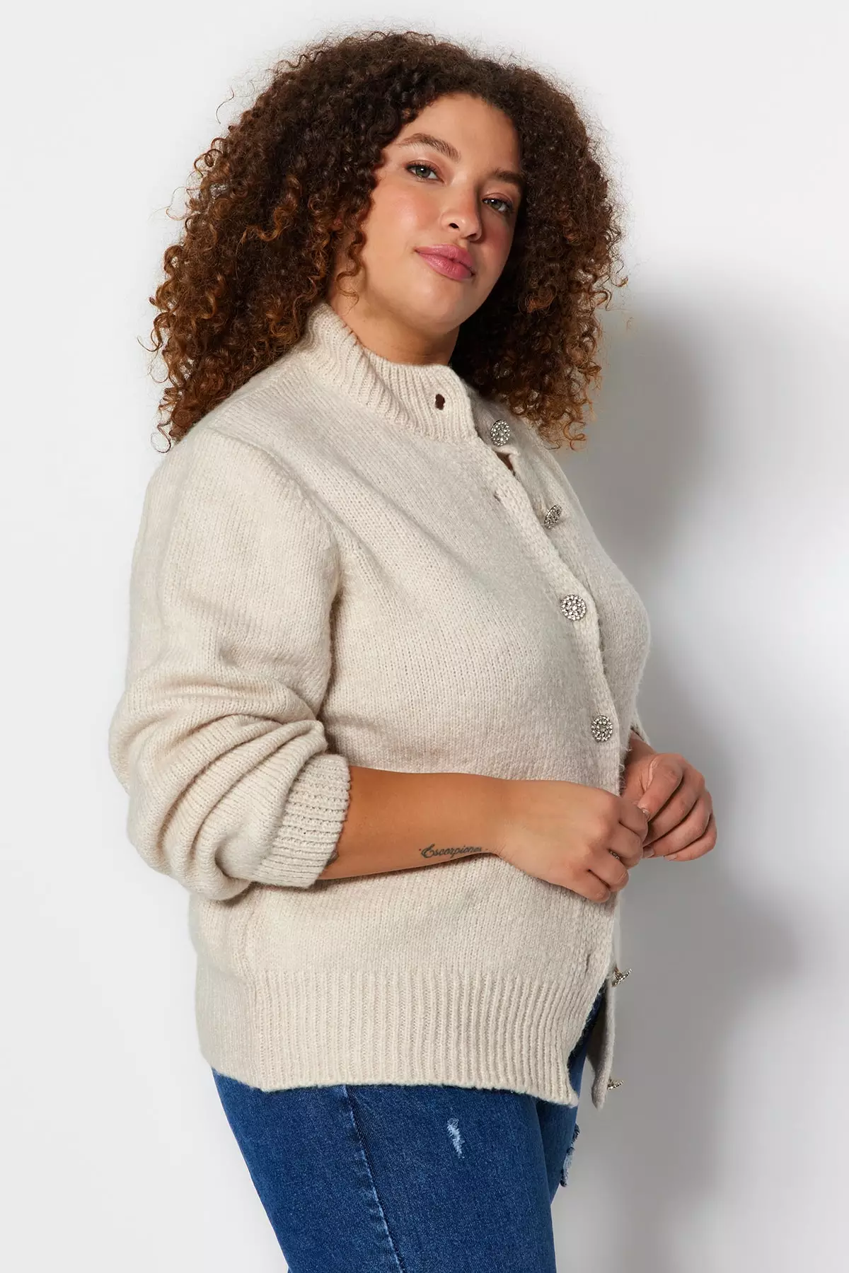 Trendyol Plus Size Stone Button Close Cardigan 2023 Buy Trendyol