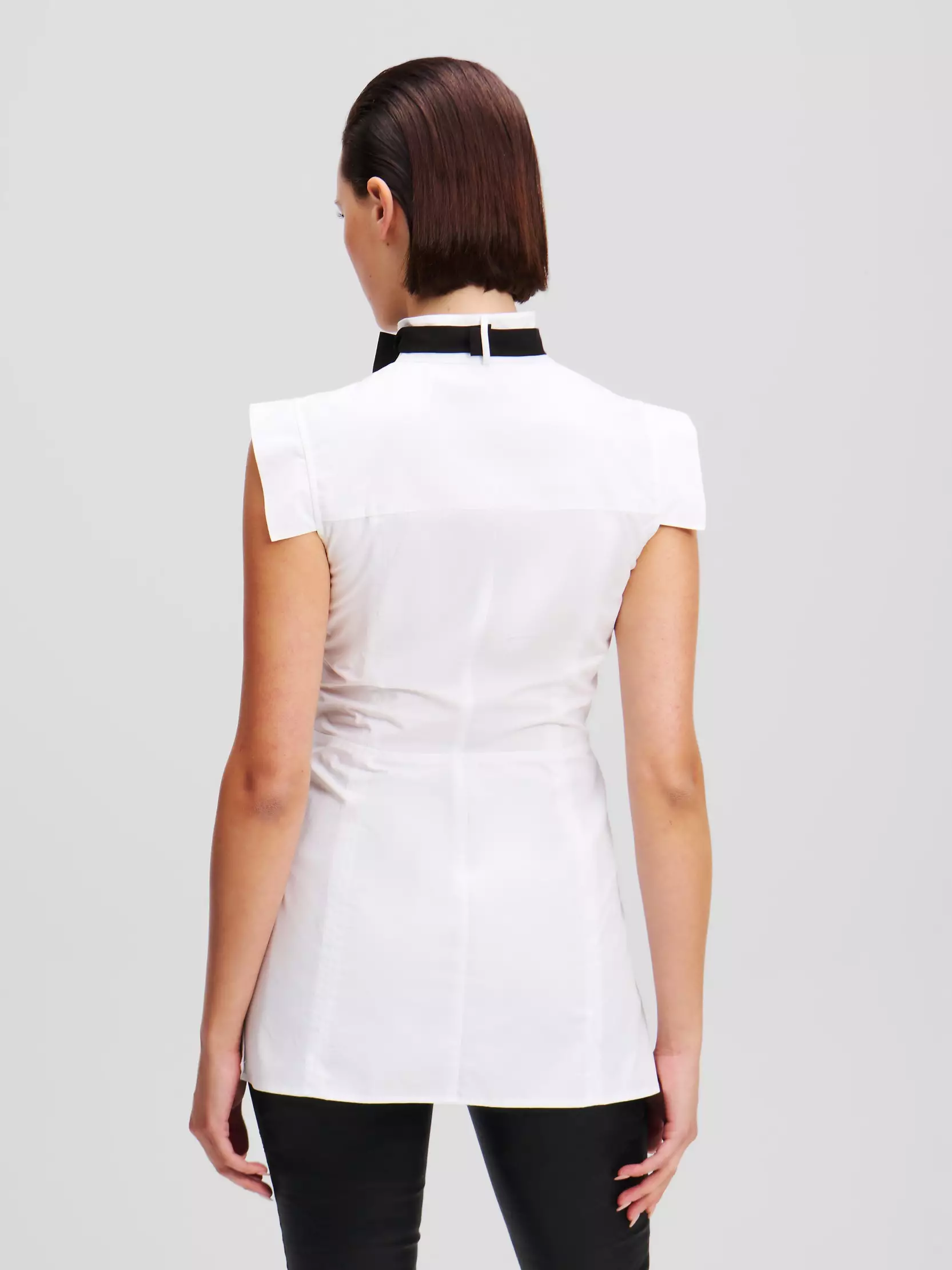 Sleeveless Bow Tie Blouse