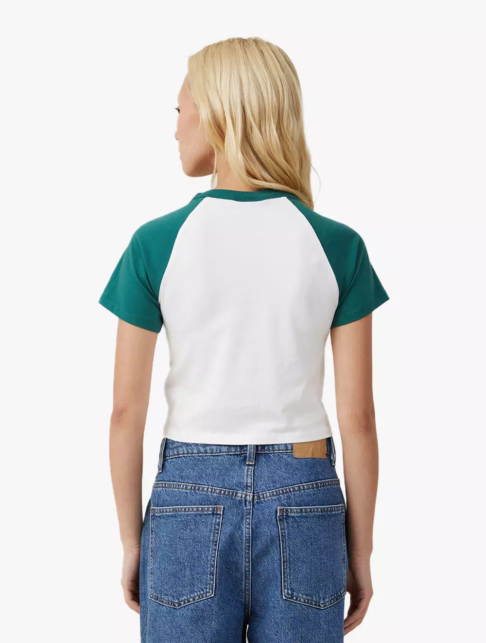 Cotton On -  Atasan  - Crop Fit Raglan Lcn Graphic Tee - Lcn Wb Harry Potter Dragon/Scholar Green