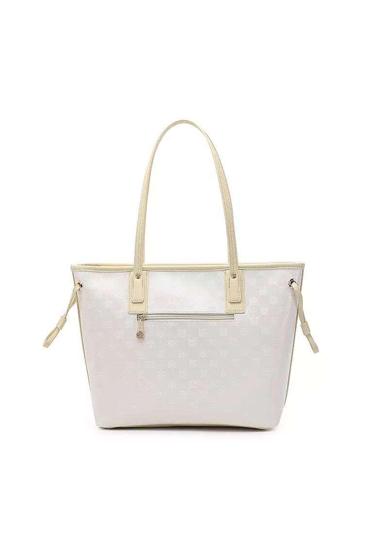 Women's Monogram Tote Bag / Shoulder Bag (Tas Tote Wanita / Tas Bahu Wanita) - Putih