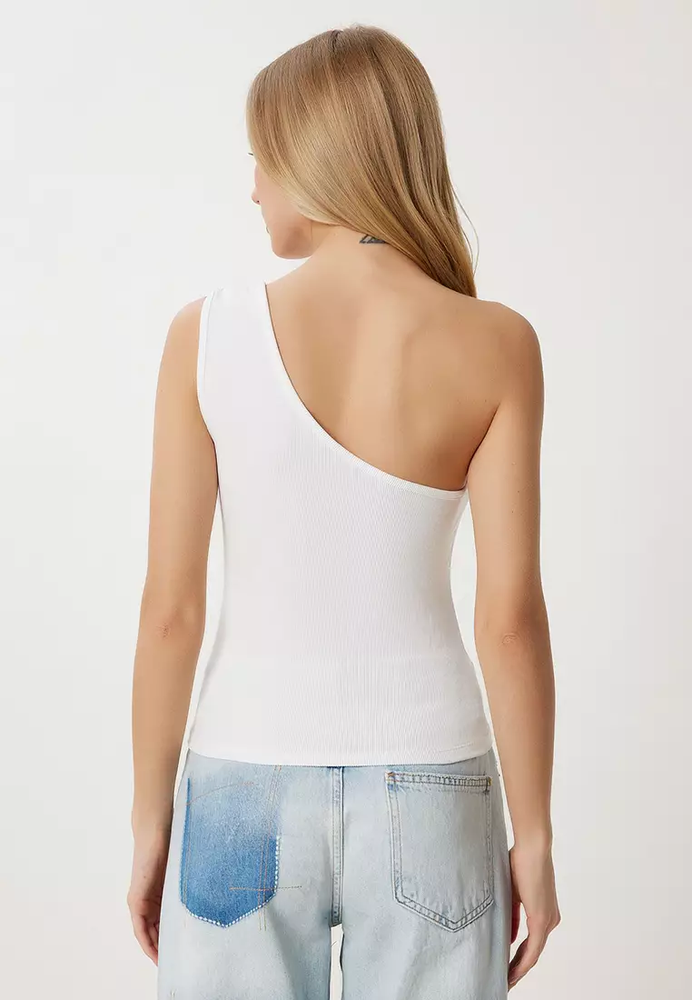 Women's Bone Gold Accessory Flexible Ribbed Knitted Blouse Fw00011