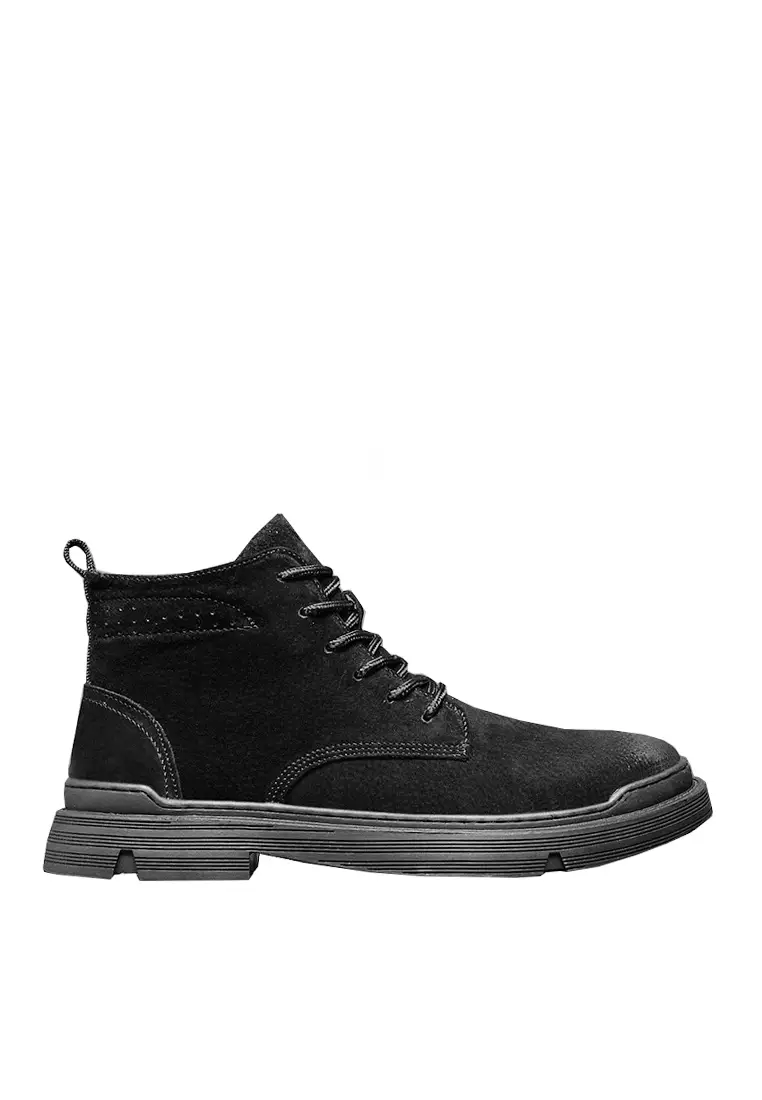 Mens black suede lace up boots sales