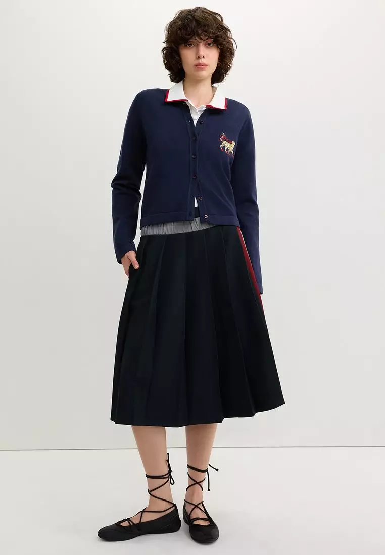 Embroidered Cardigan - Navy