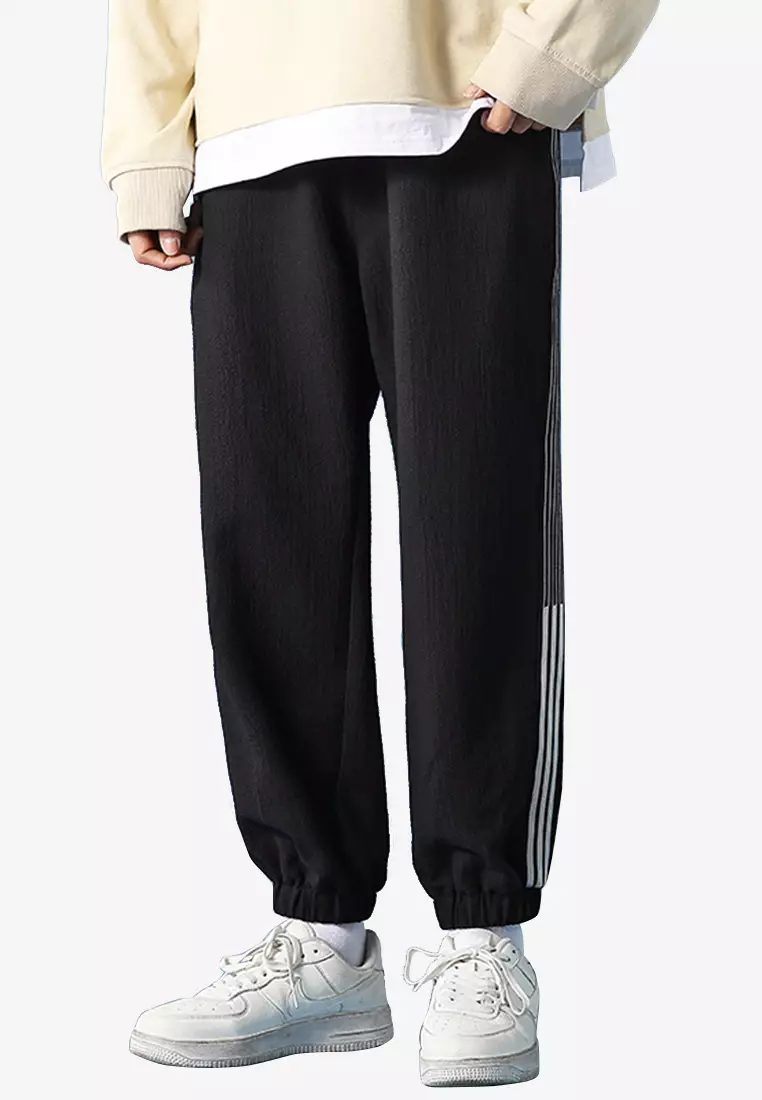 Side striped drawstring track pants outlet
