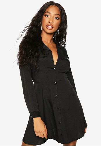 black button up shirt dress
