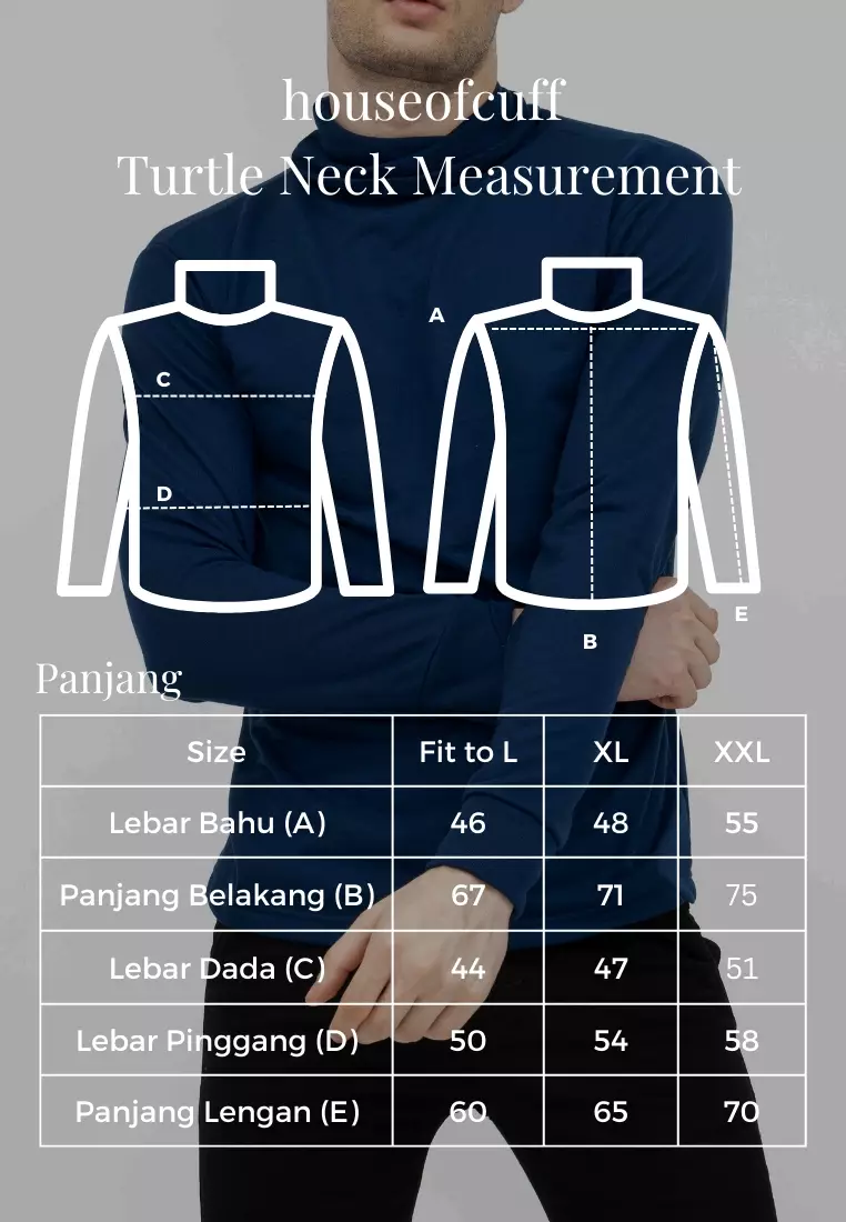 Turtle Neck pria lengan panjang biru navy kaos kerah tinggi slim fit houseofcuff