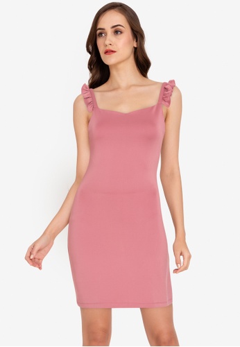 ZALORA WORK pink Strappy Fitted Dress FBDE6AA08262A3GS_1