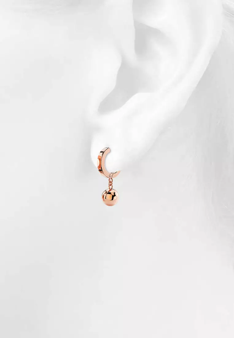 Brilliant Ball Huggies Earrings/Rose Gold