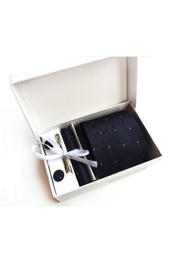 Kings Collection blue Blue Tie, Pocket Square, Cufflinks, Tie Clip 4 Pieces Gift Set (UPKCBT2077) 5654FAC422503FGS_1