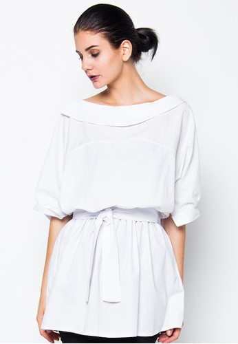 Belted Cotton Top - White